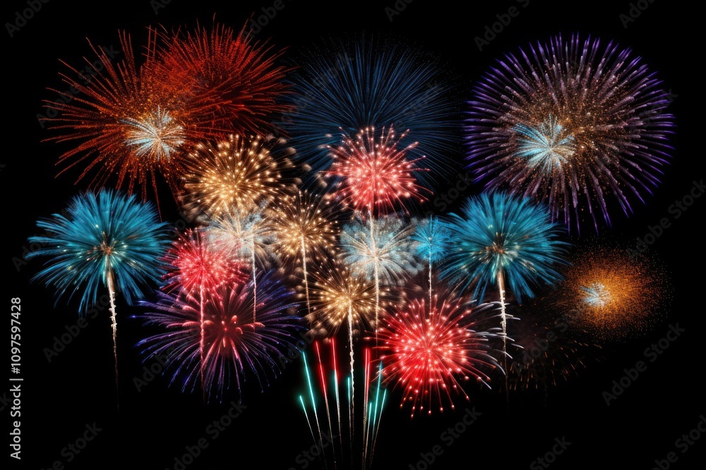 Fireworks celebration night black background. Fireworks celebration night black background.