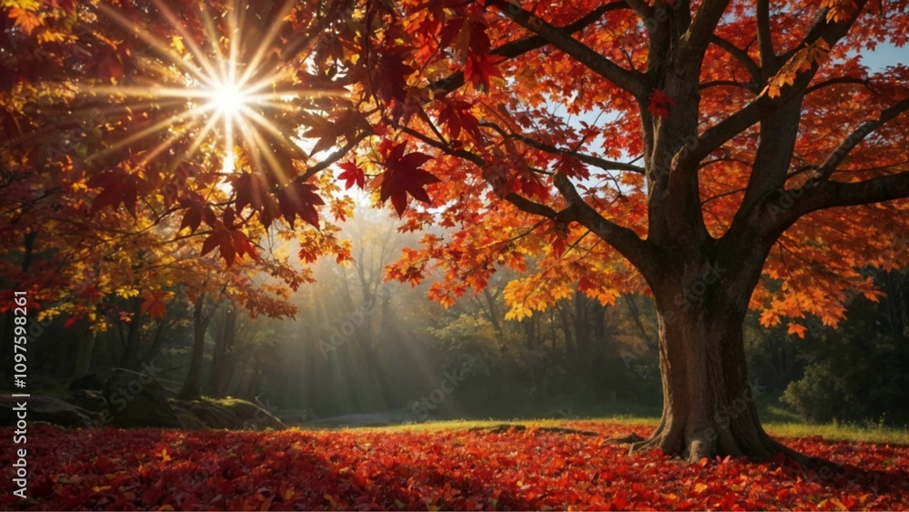 Fototapeta premium autumn trees in the park