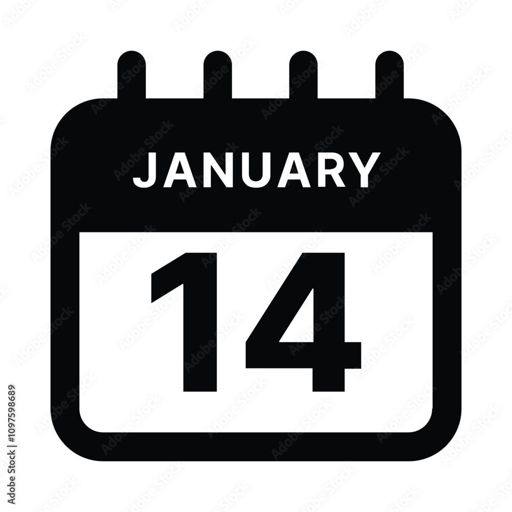January 14 calendar icon design vector illustration January 14 calendar icon design vector illustration