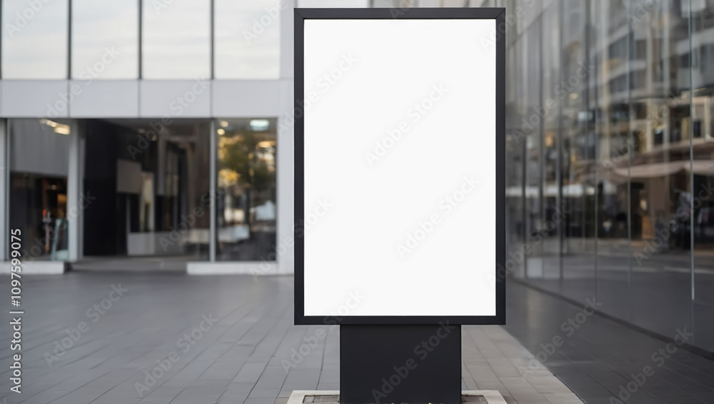 Blank street billboard poster stand mock upnear entace of shopping center Blank street billboard poster stand mock upnear entace of shopping center