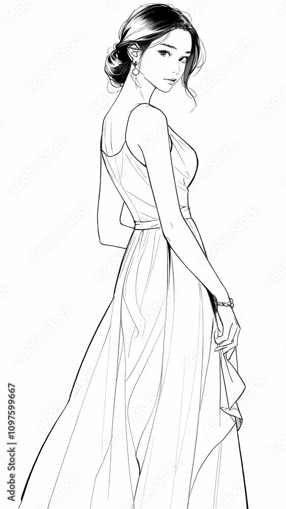 Elegant Hand-Drawn Art of a Woman with Graceful Details Pencil Sketch Elegant Hand-Drawn Art of a Woman with Graceful Details Pencil Sketch