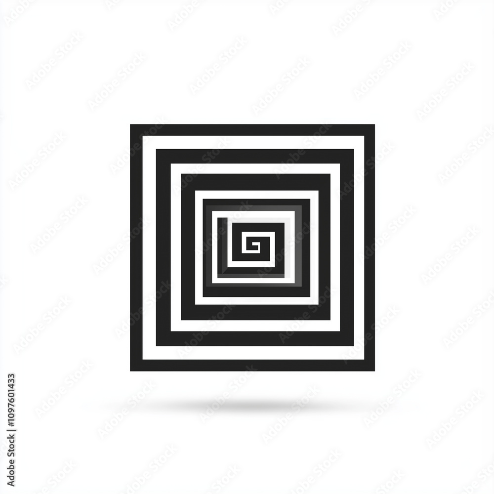 Black and White Spiral Square Illusion Optical Art Graphic Design Black and White Spiral Square Illusion Optical Art Graphic Design