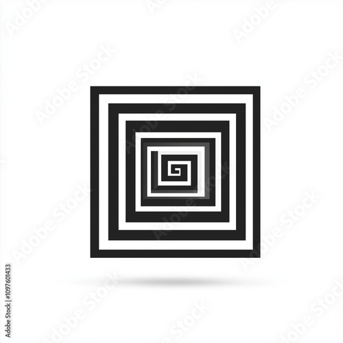 Black and White Spiral Square Illusion Optical Art Graphic Design