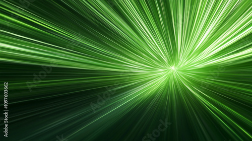 Radiant green energy streaks forming an abstract motion design with a vibrant glow effect. photo