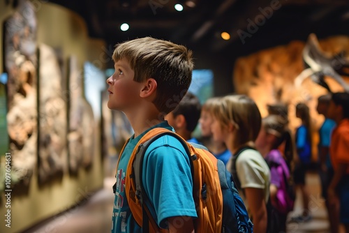 Boy in Awe at Museum Exhibit