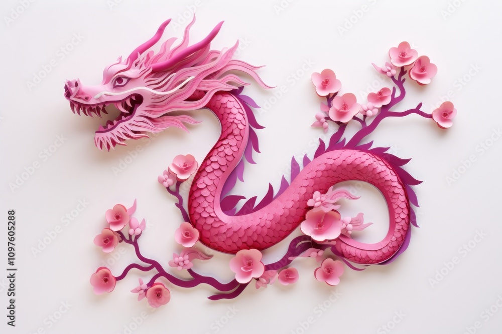 Fototapeta premium Dragon Dance blossom dragon craft.
