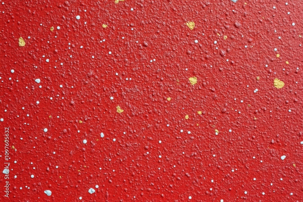 Textured Red Wall with White and Yellow Paint Splatters Background Textured Red Wall with White and Yellow Paint Splatters Background