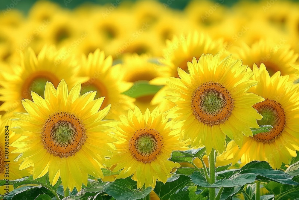 Obraz premium Vibrant Sunflower Field in Full Bloom