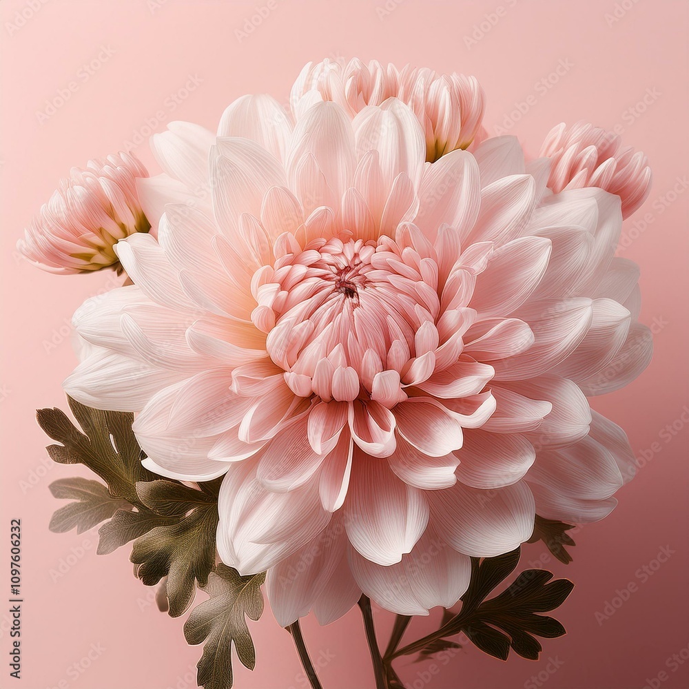 Floral Minimalism: Chrysanthemums Isolated on Soft Pastel Backdrops for Versatile Design Floral Minimalism: Chrysanthemums Isolated on Soft Pastel Backdrops for Versatile Design