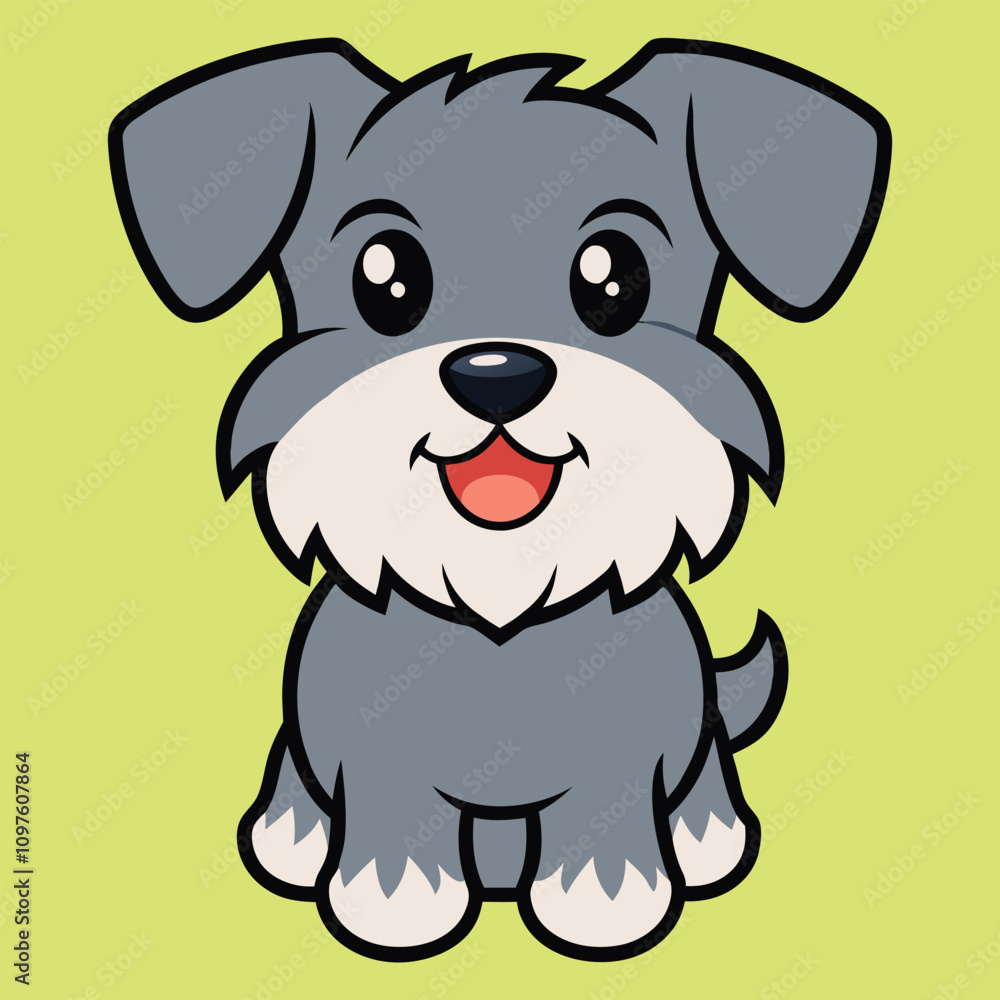 Obraz premium Cute Baby Cartoon Cesky Terrier Dog Sitting Vector Illustration Design
