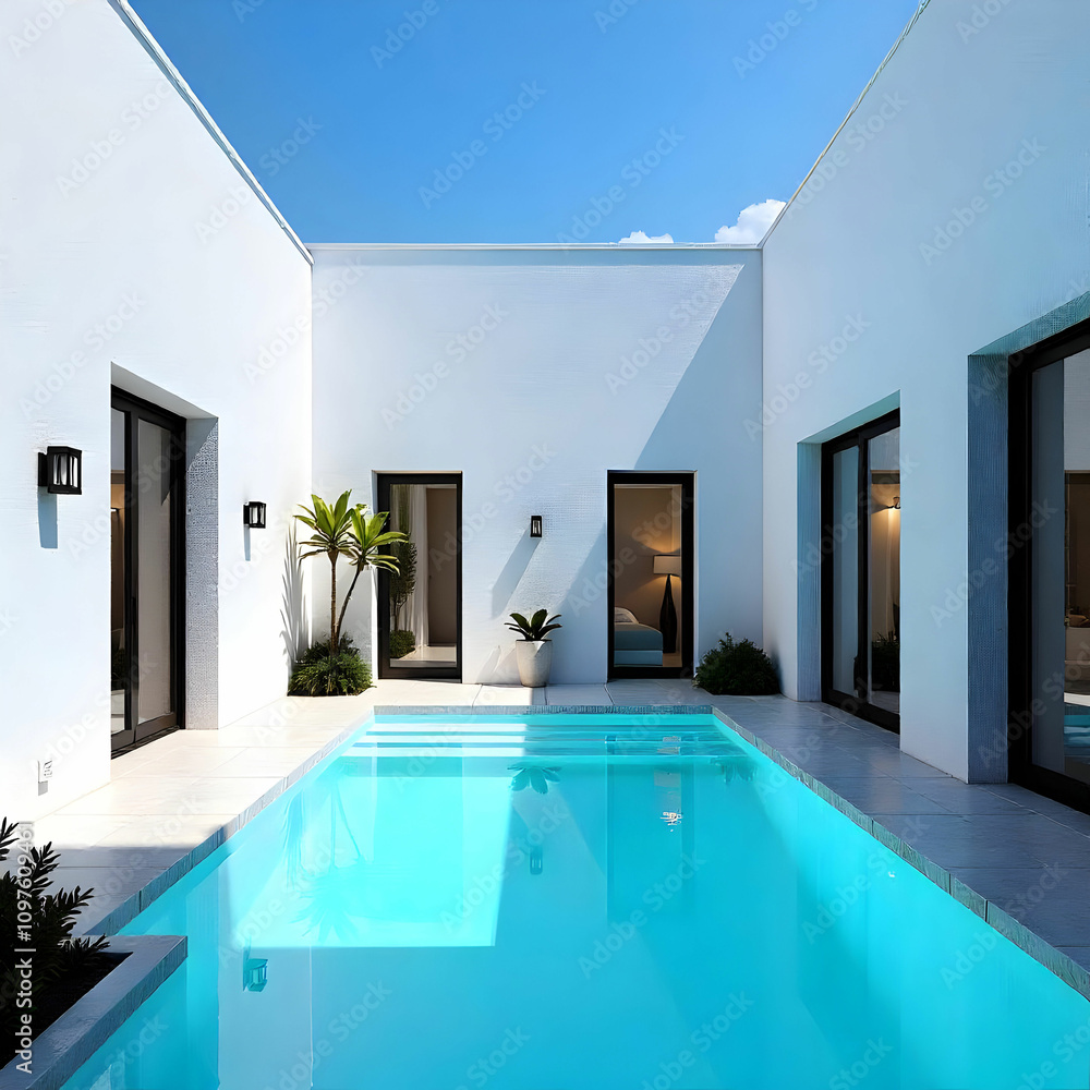 Contemporary French Architecture with Garden Courtyard Contemporary French Architecture with Garden Courtyard