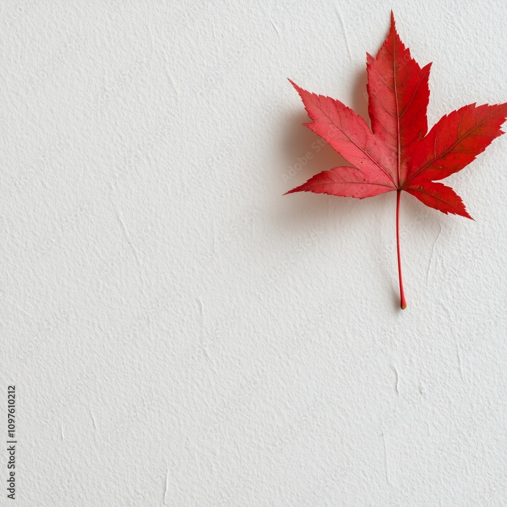Single red maple leaf on white textured background. (1) Single red maple leaf on white textured background. (1)