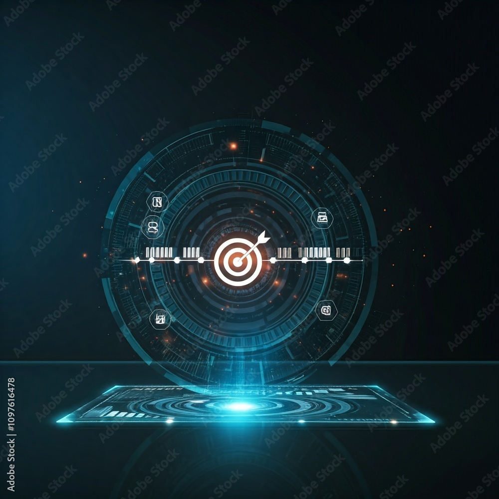 Obraz premium Holographic Timeline for Strategic Business Planning