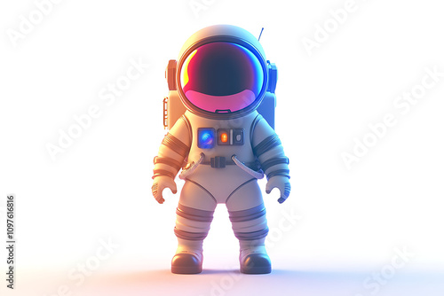 A stylized astronaut figure with vibrant colors, representing space exploration and adventure.