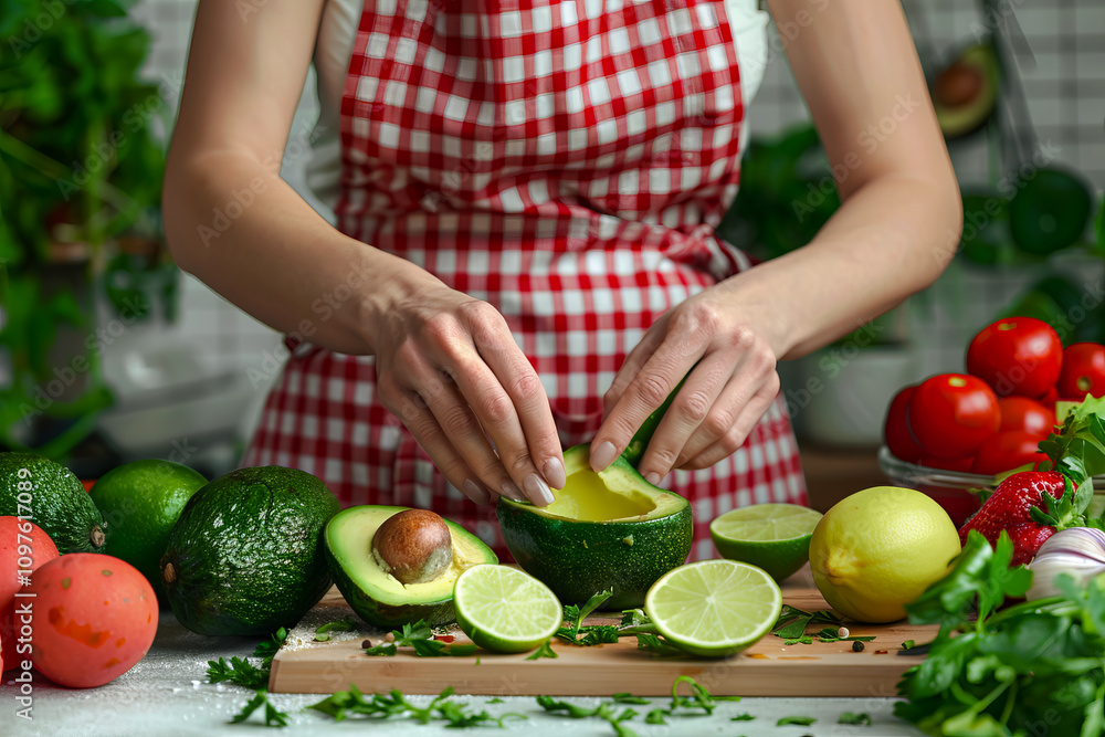 A person in the kitchen preparing nutritious vegan food from organic vegetables and fruits for a healthy body. A person in the kitchen preparing nutritious vegan food from organic vegetables and fruits for a healthy body.