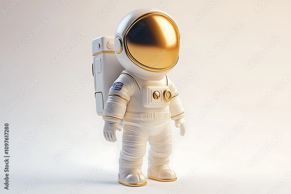 A stylized astronaut figure with a shiny helmet and backpack, representing space exploration. A stylized astronaut figure with a shiny helmet and backpack, representing space exploration.