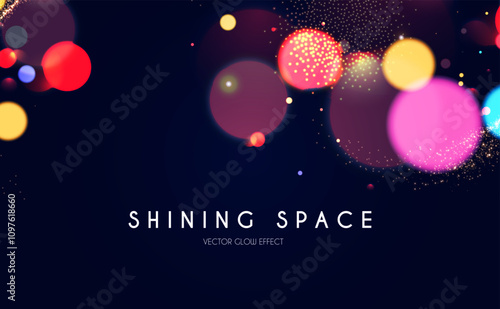 Bokeh colorful light effect. Blur light design. Confetti and holiday firecracker rainbow color effect. Christmas party design