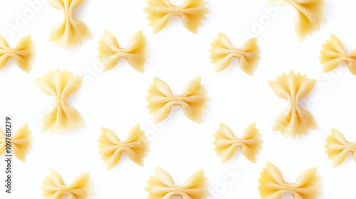 Farfalle pasta closeup on white background