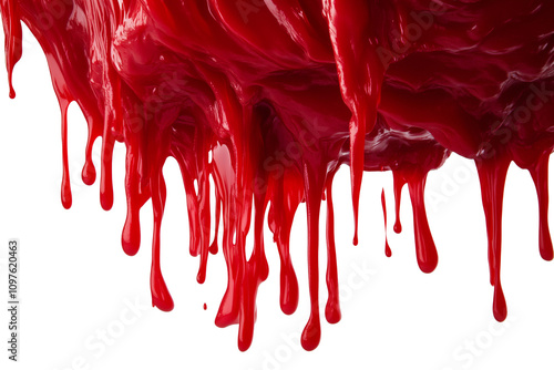 Red slime dripping on transparent background photo