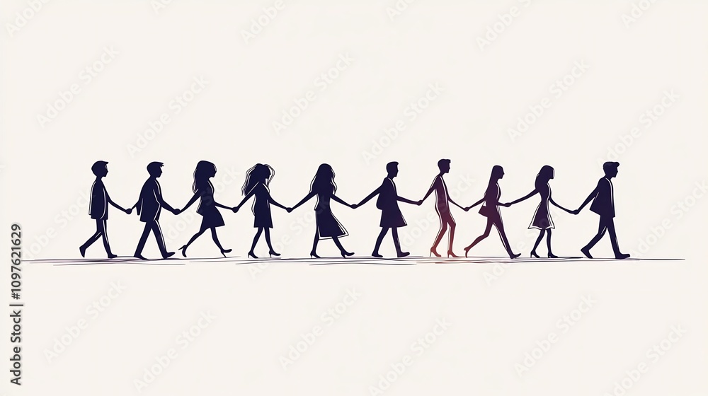 Diverse Group Walking Together in Continuous Line Drawing Diverse Group Walking Together in Continuous Line Drawing
