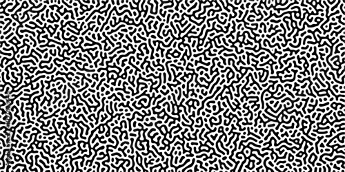 Organic seamless patterns with rounded lines Diffusion reaction background. Monochrome background of natural organic forms motion. Overlay template abstract Turing organic wallpaper background.