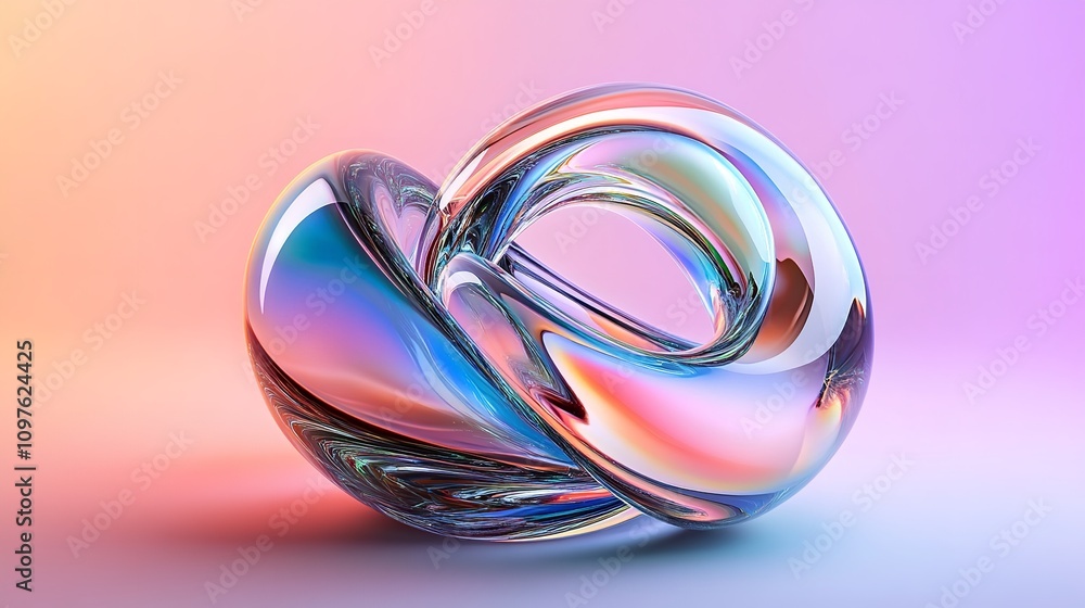 Abstract glass shape with colorful reflection. Abstract glass shape with colorful reflection.
