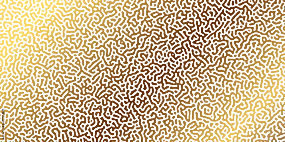 Abstract Reaction-diffusion Turing pattern natural texture golden and brown gradient color scheme. Linear design with biological algorithm psychedelic background. Reaction-diffusion or truing patter Abstract Reaction-diffusion Turing pattern natural texture golden and brown gradient color scheme. Linear design with biological algorithm psychedelic background. Reaction-diffusion or truing patter