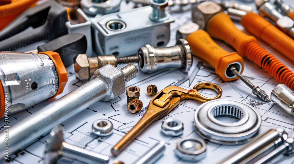 Fototapeta premium Plumbing Services: Repairs for leaks, clogs, and pipes, along with faucet, sink, and water heater installations, ensuring a functional and efficient water system in your home.