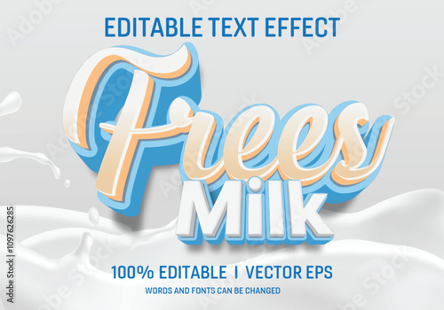 frees milk vector 3d text effect with modern style design