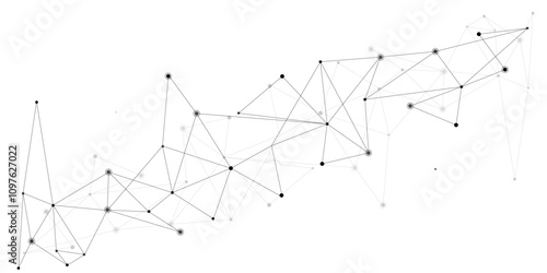 Vector Grey graphic background dots with connections technologies and sharing data as abstract concept.