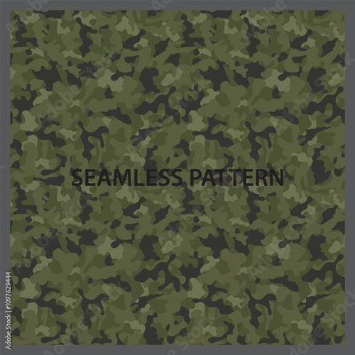 Camouflage seamless pattern, abstract shapes and texture background