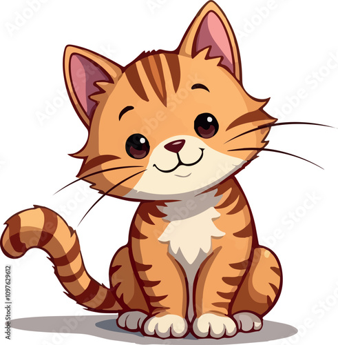 Vector image of a cute ginger kitten with brindle coloring