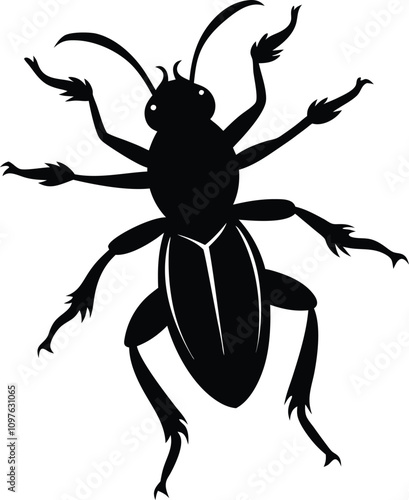 Black Beetle Silhouette Vector Illustration: Insect Clip Art, Bug Graphic, Pest Control Design Element, Entomology Image
