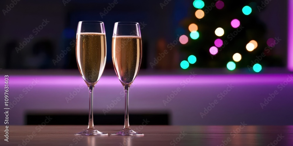 Celebrating new year’s eve with sparkling drinks modern living room festive atmosphere close-up view celebration theme Celebrating new year’s eve with sparkling drinks modern living room festive atmosphere close-up view celebration theme