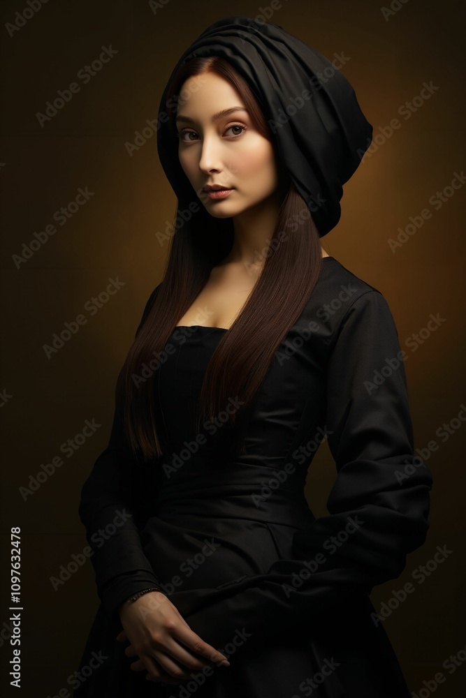 Studio Portrait of a Lady in a Black Outfit with Brown Tones Studio Portrait of a Lady in a Black Outfit with Brown Tones
