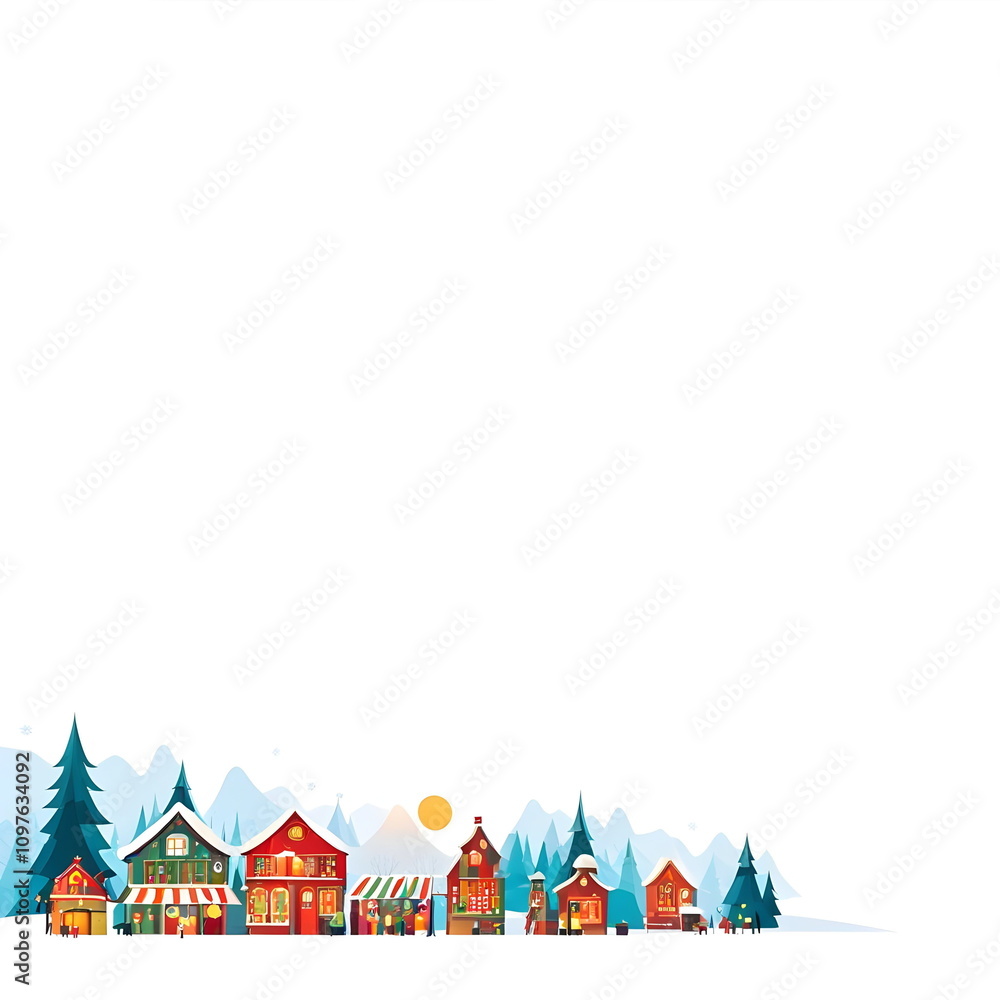 Backdrop with winter town Backdrop with winter town