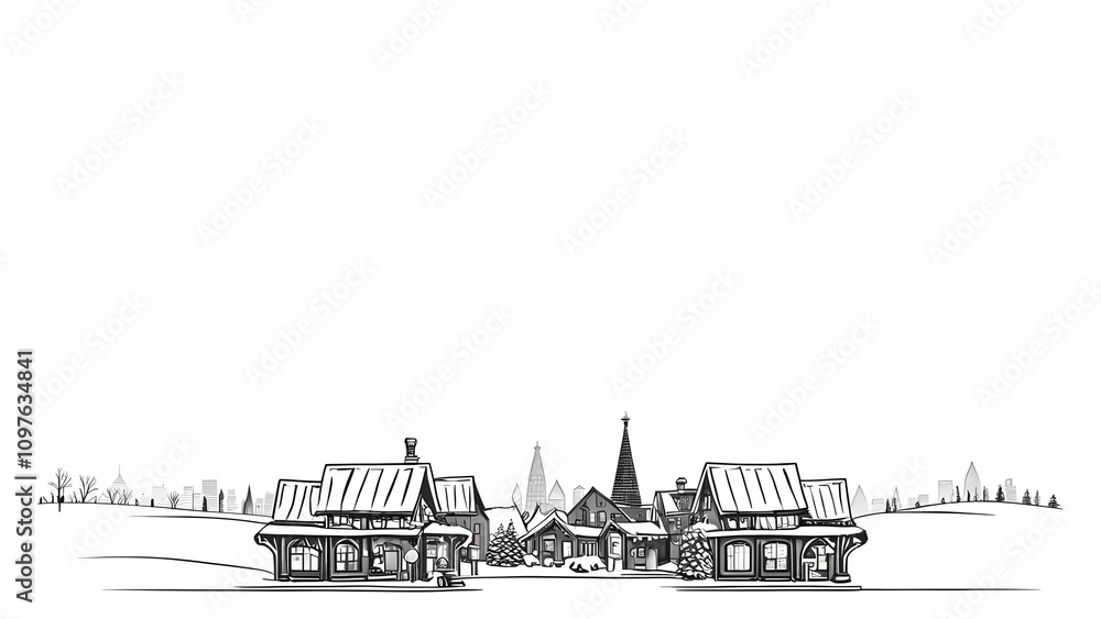Fototapeta premium Backdrop with winter town