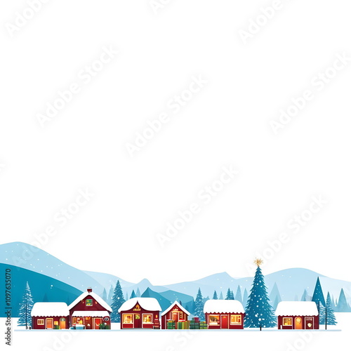 Backdrop with winter town