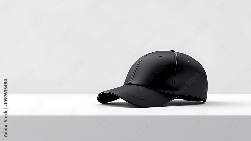 Mock up blank black snaback hat, white background, Ai Generated Images Mock up blank black snaback hat, white background, Ai Generated Images