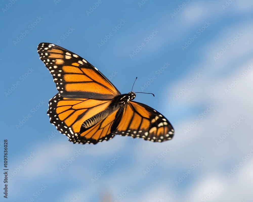 Fototapeta premium Butterfly Flying In The Sky