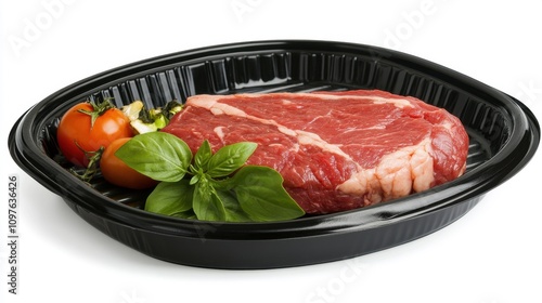 Fresh Raw Steak on Sizzling Grill for Cooking Preparation