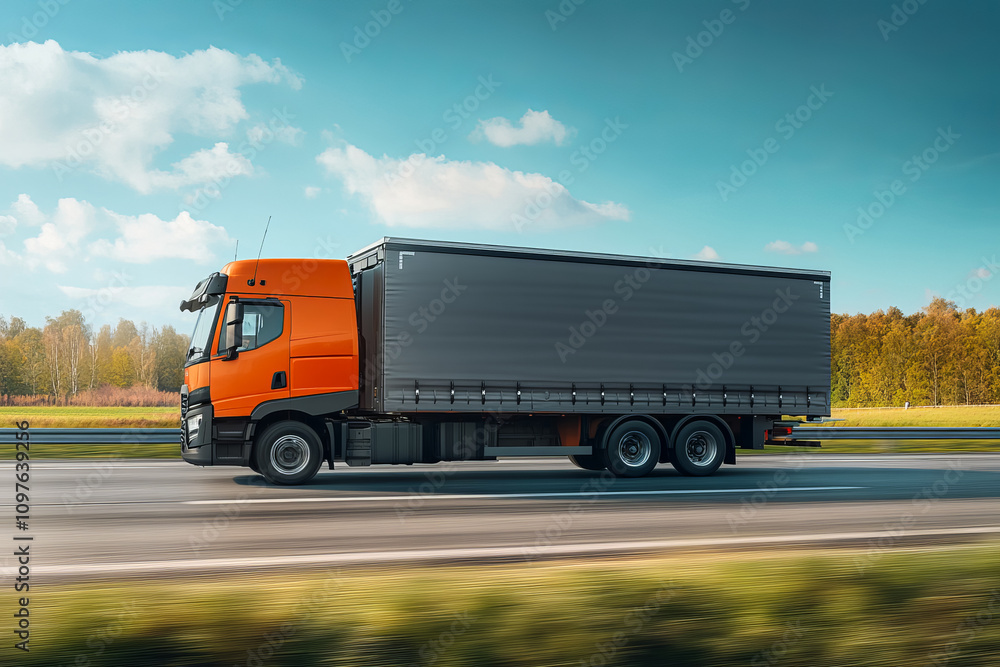 A logistics truck ready for international transportation of goods, symbolizing efficiency in cargo transport and logistics. Ideal for marketing and social media design. A logistics truck ready for international transportation of goods, symbolizing efficiency in cargo transport and logistics. Ideal for marketing and social media design.