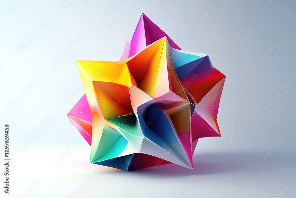Colorful geometric shape on neutral background Colorful geometric shape on neutral background