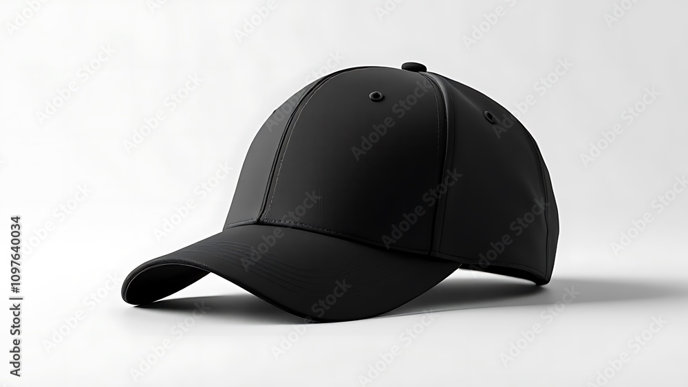 Mock up blank black snaback hat, white background, Ai Generated Images Mock up blank black snaback hat, white background, Ai Generated Images