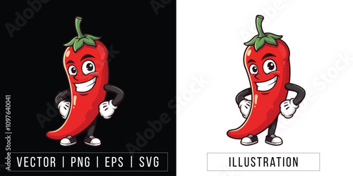 Smiling Chili Pepper Cartoon Mascot - Vector, PNG, EPS, SVG