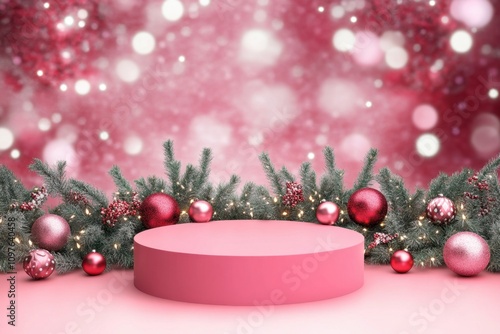 about 3D Podium Pink Background , Product Stand,christmas