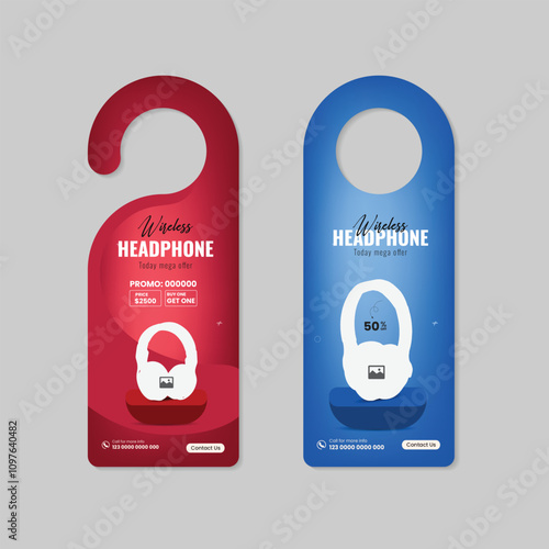 Modern and stylish headphone sale door hanger design with tow color bundle
