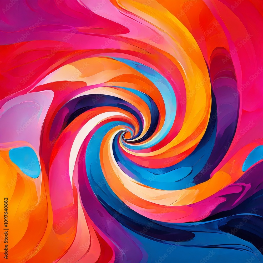 This abstract digital art showcases a dynamic spiral design filled with vibrant colors, blending shades of red, pink, yellow, and blue. The swirling motion adds energy and creates a sense of movement This abstract digital art showcases a dynamic spiral design filled with vibrant colors, blending shades of red, pink, yellow, and blue. The swirling motion adds energy and creates a sense of movement