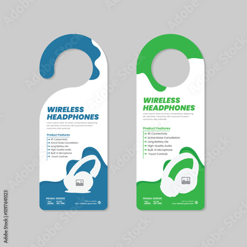 Headphone sale door hanger with two different color bundles
