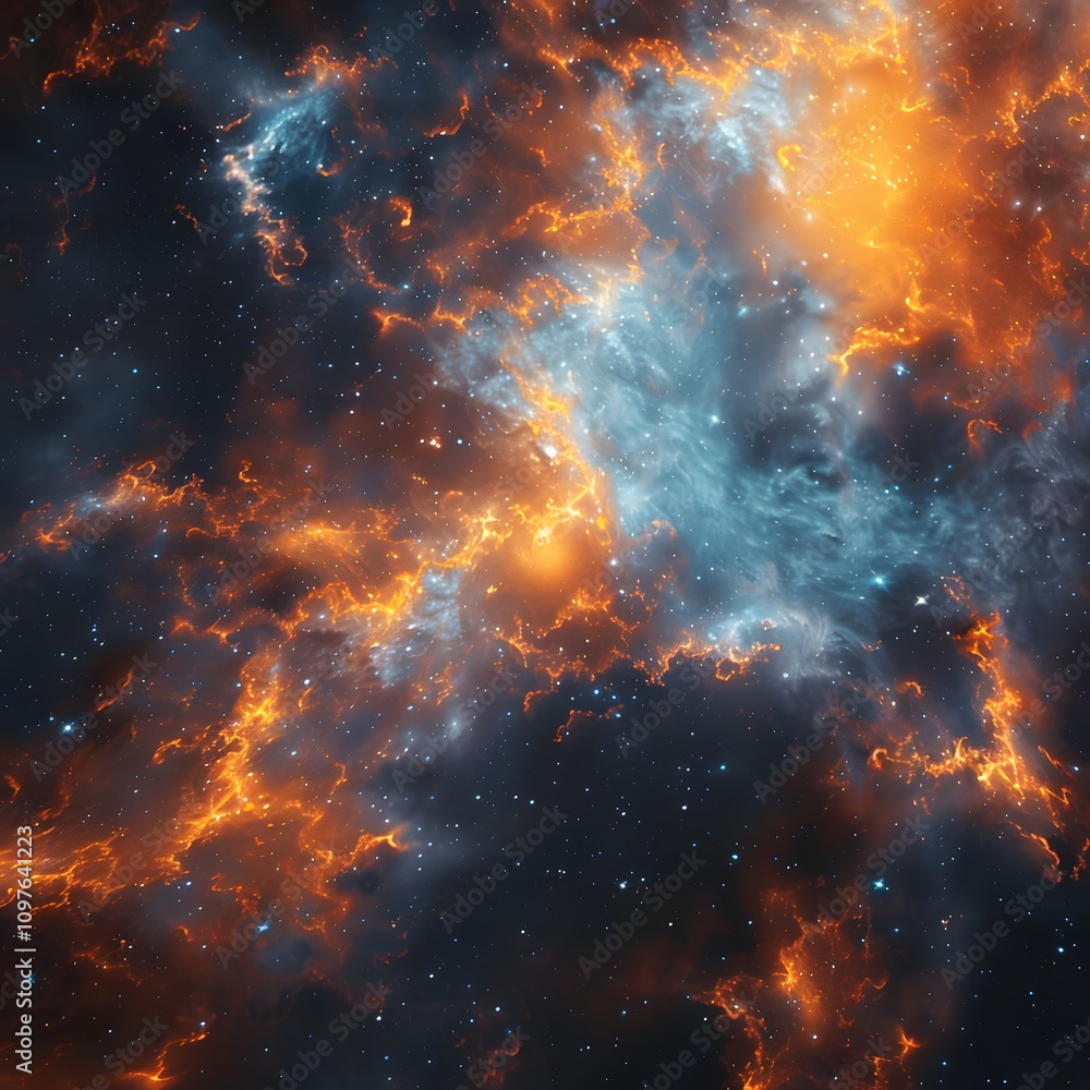 A vibrant cosmic scene depicting swirling clouds and stars in a nebula. A vibrant cosmic scene depicting swirling clouds and stars in a nebula.